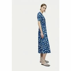 Jigsaw Blue Pom Pom Floral Jersey Dress -Jigsaw store unnamed file 407