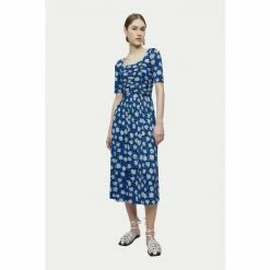Jigsaw Blue Pom Pom Floral Jersey Dress -Jigsaw store unnamed file 408