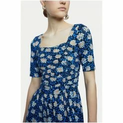 Jigsaw Blue Pom Pom Floral Jersey Dress -Jigsaw store unnamed file 410