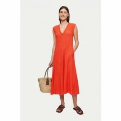 Jigsaw Red Crinkle Dress -Jigsaw store unnamed file 413