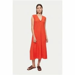 Jigsaw Red Crinkle Dress -Jigsaw store unnamed file 417