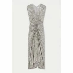 Jigsaw Silver Sequin Ruched Midi Dress 4 Jigsaw Silver Sequin Ruched Midi Dress -Jigsaw store unnamed file 443