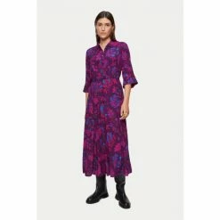 Jigsaw Purple Rose Brocade Fluid Dress