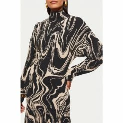Jigsaw Rock Swirl Black Knitted Dress -Jigsaw store unnamed file 461