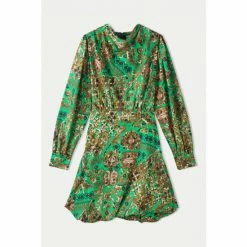 Jigsaw Green Baroque Arms Silk Mini Dress