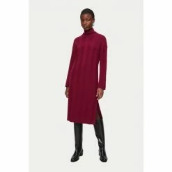 Jigsaw Red Ribbed Slouchy Jumper Dress