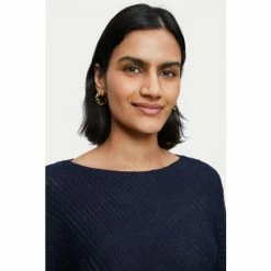 Jigsaw Blue Pure Linen Slanted Rib Jumper -Jigsaw store unnamed file 49