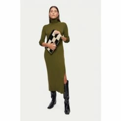 Jigsaw Green Ribbed Knitted Polo Neck Dress -Jigsaw store unnamed file 518