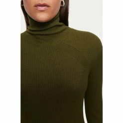 Jigsaw Green Ribbed Knitted Polo Neck Dress -Jigsaw store unnamed file 519