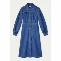 Jigsaw Denim Blue Gathered Sleeve Dress -Jigsaw store unnamed file 527