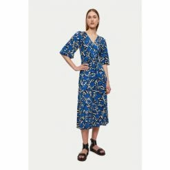Jigsaw Zebra Blue Floral Jersey Midi Dress