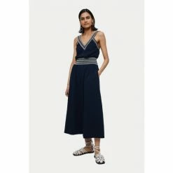 Jigsaw Blue Contrast Smocked Sun Dress