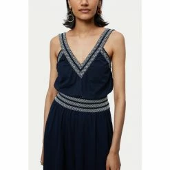 Jigsaw Blue Contrast Smocked Sun Dress 4 Jigsaw Blue Contrast Smocked Sun Dress -Jigsaw store unnamed file 554