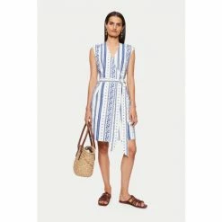 Jigsaw Blue Embroidered Wrap Dress
