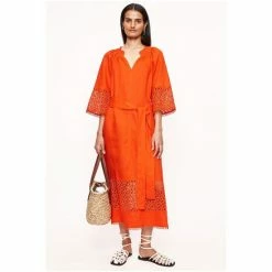 Jigsaw Lillia Orange Broderie Midi Dress -Jigsaw store unnamed file 571