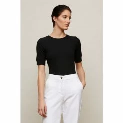 Jigsaw Bovey Ribbed Fitted T-Shirt Black