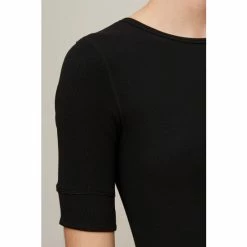 Jigsaw Bovey Ribbed Fitted T-Shirt Black -Jigsaw store unnamed file 582