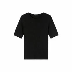 Jigsaw Bovey Ribbed Fitted T-Shirt Black -Jigsaw store unnamed file 583