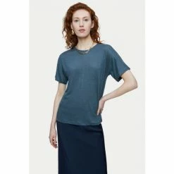 Jigsaw Grey Linen Kimono Sleeve T-Shirt