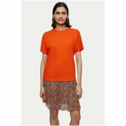 Jigsaw Orange Linen Kimono Sleeve T-Shirt