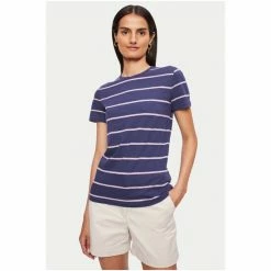 Jigsaw Blue Cotton Slub Stripe T-Shirt -Jigsaw store unnamed file 648