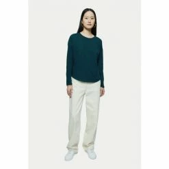 Jigsaw Green Cotton Slub Long Sleeve T-Shirt