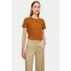 Jigsaw Orange Cotton Slub Stripe T-Shirt
