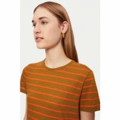 Jigsaw Orange Cotton Slub Stripe T-Shirt -Jigsaw store unnamed file 666