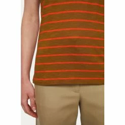 Jigsaw Orange Cotton Slub Stripe T-Shirt -Jigsaw store unnamed file 667