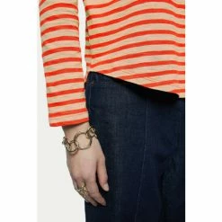 Jigsaw Red Cotton Slub Stripe Long Sleeve Boyfriend T-Shirt -Jigsaw store unnamed file 672