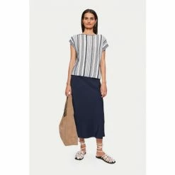 Jigsaw Blue Cotton Striped Jacquard Tabard T-Shirt 2 Jigsaw Blue Cotton Striped Jacquard Tabard T-Shirt -Jigsaw store unnamed file 677