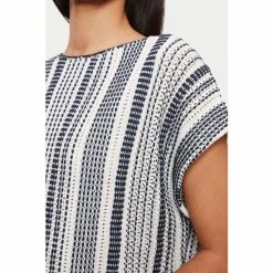 Jigsaw Blue Cotton Striped Jacquard Tabard T-Shirt 3 Jigsaw Blue Cotton Striped Jacquard Tabard T-Shirt -Jigsaw store unnamed file 678