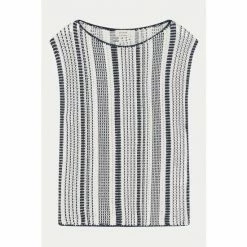 Jigsaw Blue Cotton Striped Jacquard Tabard T-Shirt 4 Jigsaw Blue Cotton Striped Jacquard Tabard T-Shirt -Jigsaw store unnamed file 679