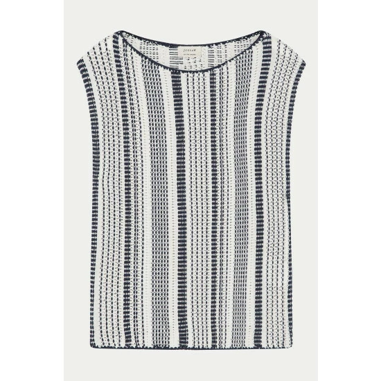 unnamed-file-679.jpg Jigsaw Blue Cotton Striped Jacquard Tabard T-Shirt -Jigsaw store unnamed file 679