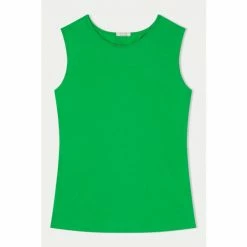 Jigsaw Green Supima Sleeveless T-Shirt -Jigsaw store unnamed file 713
