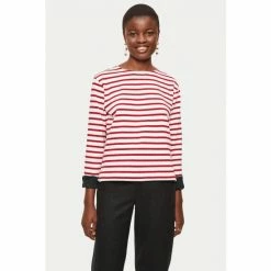 Jigsaw Red Satin Cuff Breton Top