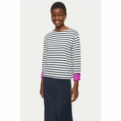 Jigsaw Blue Satin Cuff Breton Top