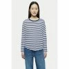 Jigsaw Cotton Slub Stripe Long Sleeve Boyfriend T-Shirt Green