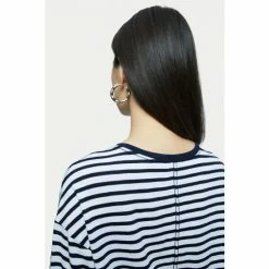 Jigsaw Cotton Slub Stripe Long Sleeve Boyfriend T-Shirt Green 3 Jigsaw Cotton Slub Stripe Long Sleeve Boyfriend T-Shirt Green -Jigsaw store unnamed file 750