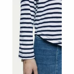 Jigsaw Cotton Slub Stripe Long Sleeve Boyfriend T-Shirt Green 4 Jigsaw Cotton Slub Stripe Long Sleeve Boyfriend T-Shirt Green -Jigsaw store unnamed file 751