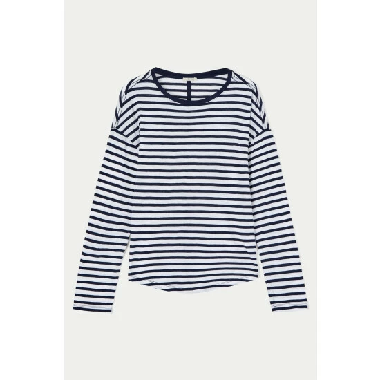 unnamed-file-752.jpg Jigsaw Cotton Slub Stripe Long Sleeve Boyfriend T-Shirt Green -Jigsaw store unnamed file 752