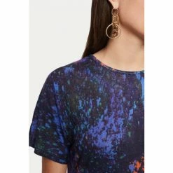 Jigsaw Blue Linen Paint Drops Printed T-Shirt -Jigsaw store unnamed file 769