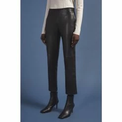 Jigsaw Black Leather Bardot Trousers