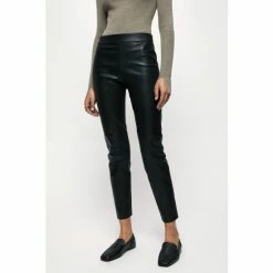 Jigsaw Black Stretch Leather Leggings