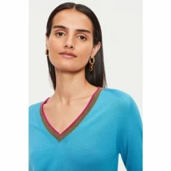 Jigsaw Blue Merino V-Neck Jumper -Jigsaw store unnamed file 94