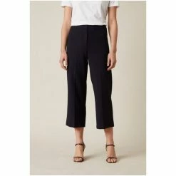 Jigsaw Blue Modern Crepe Crop Straight Trousers