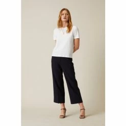 Jigsaw Blue Modern Crepe Crop Straight Trousers -Jigsaw store unnamed file 944