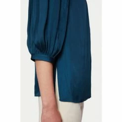 Jigsaw Blue Cicelly Satin Drape Top -Jigsaw store unnamed file 951