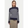 Jigsaw Blue Merino Cashmere Stripe Jumper