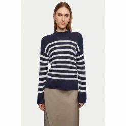 Jigsaw Blue Merino Cashmere Stripe Jumper